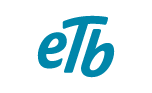A blue and black logo.